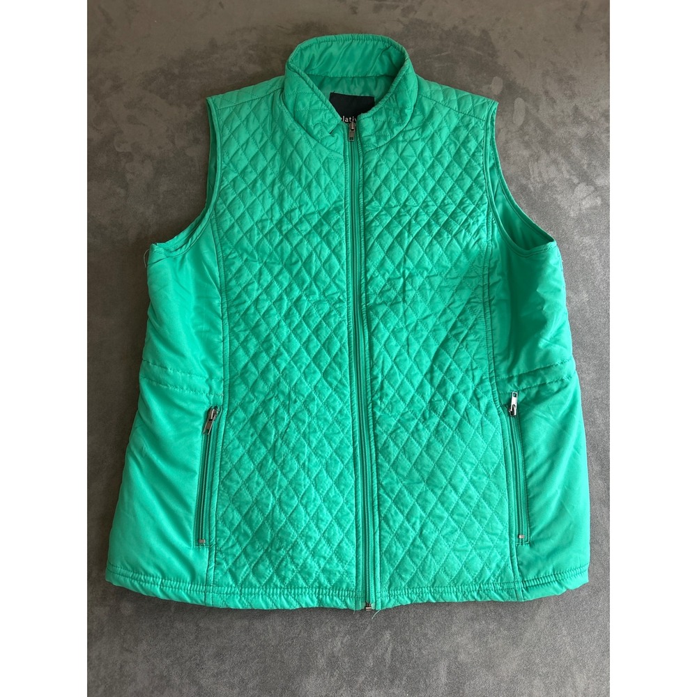 Green Quilted Puffer Vest Extra Soft XL Pockets